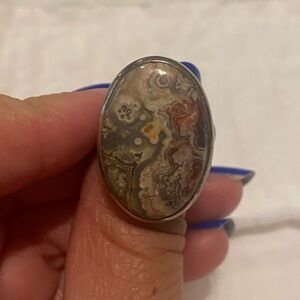Crazy Lace Agate Sterling Silver Ring size 7